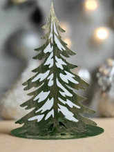 Afbeelding in Gallery-weergave laden, Handmade Christmas metal tree table decoration green with  gold brushed effect 32 x 8 x 40cm
