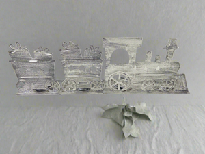 Handmade Christmas silver three piece train set measuring 50 x 8 x 16cm - Marissa's Garden & Gift