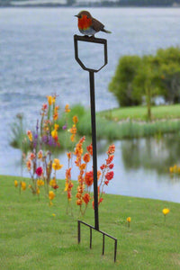 Handmade powder coated Robin on a spade sculpture 105cm tall