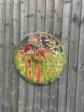 Charger l&#39;image dans la galerie, Handmade rusty 60cm wall plaque acrylic mirror of robin birds Tree Wall Plaque, Rusted coloured Metal, Garden/indoor Wall Art with peeling effect - Marissa&#39;s Garden &amp; Gift
