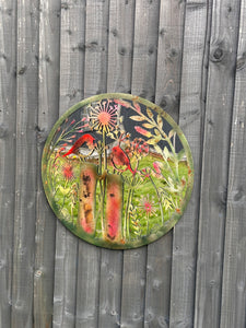 Handmade rusty 60cm wall plaque acrylic mirror of robin birds Tree Wall Plaque, Rusted coloured Metal, Garden/indoor Wall Art with peeling effect - Marissa's Garden & Gift