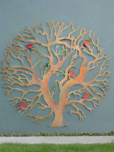 Tree of life bronze with peeling colourful effect wall art for outdoors and indoors 60cm