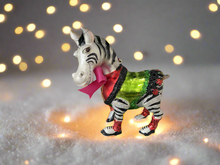 Load image into Gallery viewer, Christmas zebra hanging decoration/christmas/seasonal/ glass hanging item
