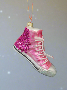 Glass Christmas pink glitter trainer shoe Christmas bauble tree hanging decoration/christmas/seasonal/ glass hanging item