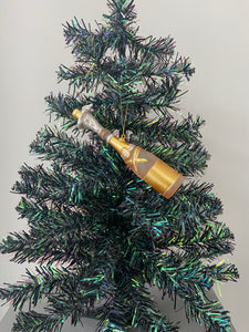 Glass champagne bottle bauble tree hanging decoration/christmas/seasonal/ glass hanging item