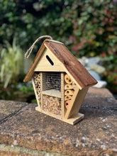 Load image into Gallery viewer, Handmade wooden house shaped medium insect house 26 x 8 x 24cm
