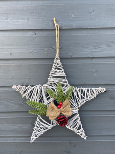 Handmade hanging star wreath 37 x 37 x 8cm seasonal