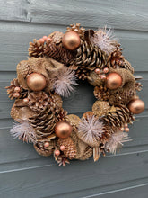 Load image into Gallery viewer, Handmade hanging bronze wreath 34 x 34 x 9cm Christmas/seasonal hanging wreath
