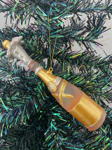 Glass champagne bottle bauble tree hanging decoration/christmas/seasonal/ glass hanging item