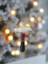 Load image into Gallery viewer, Glass Christmas tool hammer Christmas bauble tree hanging decoration/christmas/seasonal/ glass hanging item - Marissa&#39;s Garden &amp; Gift
