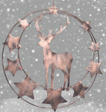 Load image into Gallery viewer, Handmade reindeer bronze wall art for indoors/outdoors 30 x 1 x 32cm
