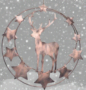 Handmade reindeer bronze wall art for indoors/outdoors 30 x 1 x 32cm - Marissa's Garden & Gift