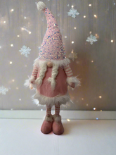 Load image into Gallery viewer, Handmade extending legs pink sequined gonk 77cm
