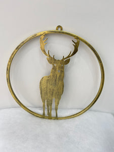 Handmade reindeer gold wall art for indoors/outdoors 30 x 1 x 32cm - Marissa's Garden & Gift