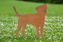 Load image into Gallery viewer, Small Rustic Metal Exterior Rusty Border Terrier Dog Garden Stake Yard Art Kennel Run Flower Bed Sculpture Gift Present measuring 30 x 0.4 x 42cm - Marissa&#39;s Garden &amp; Gift
