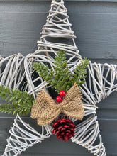 Load image into Gallery viewer, Handmade hanging star wreath 37 x 37 x 8cm seasonal
