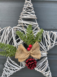 Handmade hanging star wreath 37 x 37 x 8cm seasonal