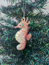 Load image into Gallery viewer, Glass sea horse Christmas bauble tree hanging decoration/christmas/seasonal/ glass hanging item
