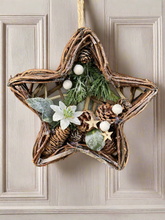 Load image into Gallery viewer, Handmade Hanging star wreath 25 x 25 x 6cm Christmas/seasonal hanging wreath
