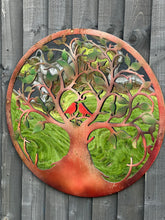 Load image into Gallery viewer, Rusty tree of life with heart and lovebirds wall art peeling effect 60cm acrylic mirror suitable for indoors/outdoors anniversary/birthday gift - Marissa&#39;s Garden &amp; Gift
