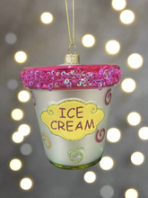 Load image into Gallery viewer, Christmas glass ice cream tub /christmas/seasonal/ glass hanging item
