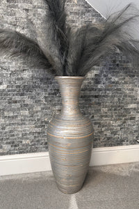 Silver handmade bamboo vase 60cm tall floor or table vase