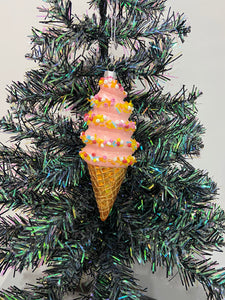 Glass Christmas ice cream cone Christmas bauble tree hanging decoration/christmas/seasonal/ glass hanging item