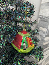 Load image into Gallery viewer, Glass Christmas camping tent/campers tent Christmas bauble tree hanging decoration/christmas/seasonal/ glass hanging item
