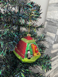 Glass Christmas camping tent/campers tent Christmas bauble tree hanging decoration/christmas/seasonal/ glass hanging item