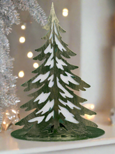 Load image into Gallery viewer, Handmade Christmas metal tree table decoration green with  gold brushed effect 32 x 8 x 40cm
