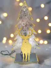 Load image into Gallery viewer, Handmade Christmas tree and reindeer t-light holder
