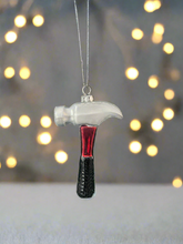 Afbeelding in Gallery-weergave laden, Glass Christmas tool hammer Christmas bauble tree hanging decoration/christmas/seasonal/ glass hanging item
