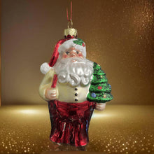 Load image into Gallery viewer, Glass Christmas tree Santa Claus/Father Christmas Christmas bauble tree hanging decoration/christmas/seasonal/ glass hanging item
