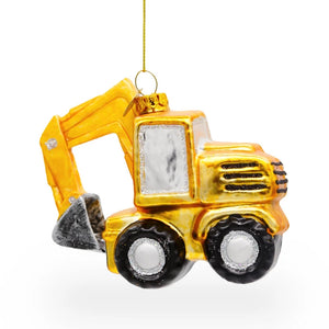 Glass Christmas yellow digger Christmas bauble tree hanging decoration/christmas/seasonal/ glass hanging item