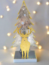 Load image into Gallery viewer, Handmade Christmas tree and reindeer t-light holder
