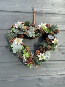 Handmade hanging heart wreath 30 x 29 x 10cm Christmas /seasonal hanging wreath