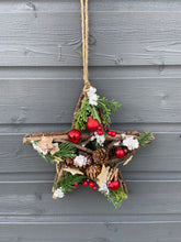 Load image into Gallery viewer, Handmade Hanging star wreath 25 x 25 x 6cm Christmas/seasonal hanging wreath
