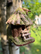 Load image into Gallery viewer, Handmade wooden birdhouse hut with ladder 19x19x23cm
