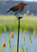 Load image into Gallery viewer, Handmade powder coated Robin on a pole sculpture 130cm tall - Marissa&#39;s Garden &amp; Gift
