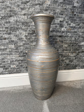 Indlæs billede til gallerivisning Silver handmade bamboo vase 60cm tall floor or table vase
