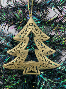 Handmade selection of ten hanging Christmas tree metal powder coated hanging tree ornaments. - Marissa's Garden & Gift