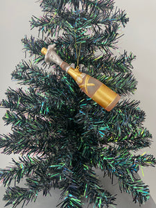 Glass champagne bottle bauble tree hanging decoration/christmas/seasonal/ glass hanging item