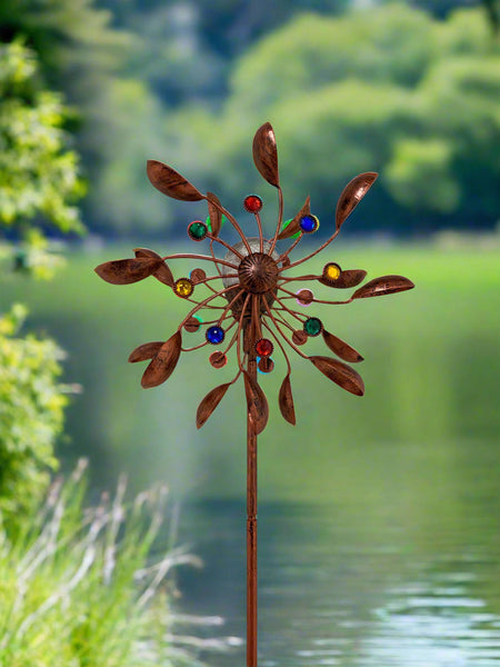 Handmade Chelsea powder coated garden wind sculpture spinner measuring 190cm