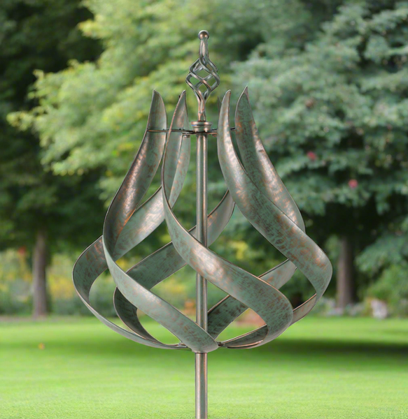 Roseland vert-de-gris jardin sculpture éolienne spinner