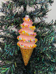 Glass Christmas ice cream cone Christmas bauble tree hanging decoration/christmas/seasonal/ glass hanging item