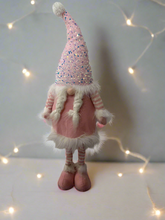 Load image into Gallery viewer, Handmade extending legs pink sequined gonk 77cm
