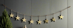 Handmade powder coated hanging gold heart garland measuring 150 x 20 x 1cm