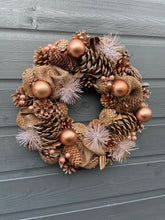 Load image into Gallery viewer, Handmade hanging bronze wreath 34 x 34 x 9cm Christmas/seasonal hanging wreath
