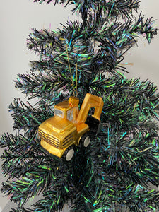 Glass Christmas yellow digger Christmas bauble tree hanging decoration/christmas/seasonal/ glass hanging item