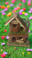 Load image into Gallery viewer, Handmade wooden birdhouse hut with three entrances measuring 16 x 10 x 21cm - Marissa&#39;s Garden &amp; Gift
